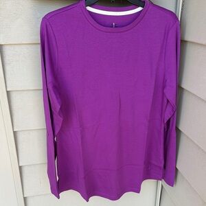 Isaac Mizrahi Live! Women’s Purple Long Sleeve Pima Cotton Shirt, Size Medium